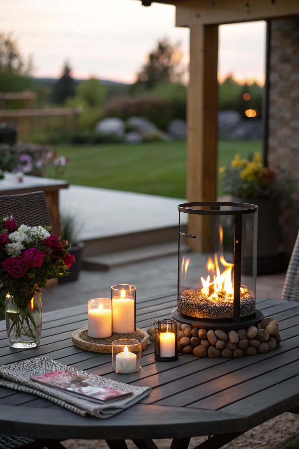 A surface bonfire place introduces warmth and a hint of luxury to cozy evenings.