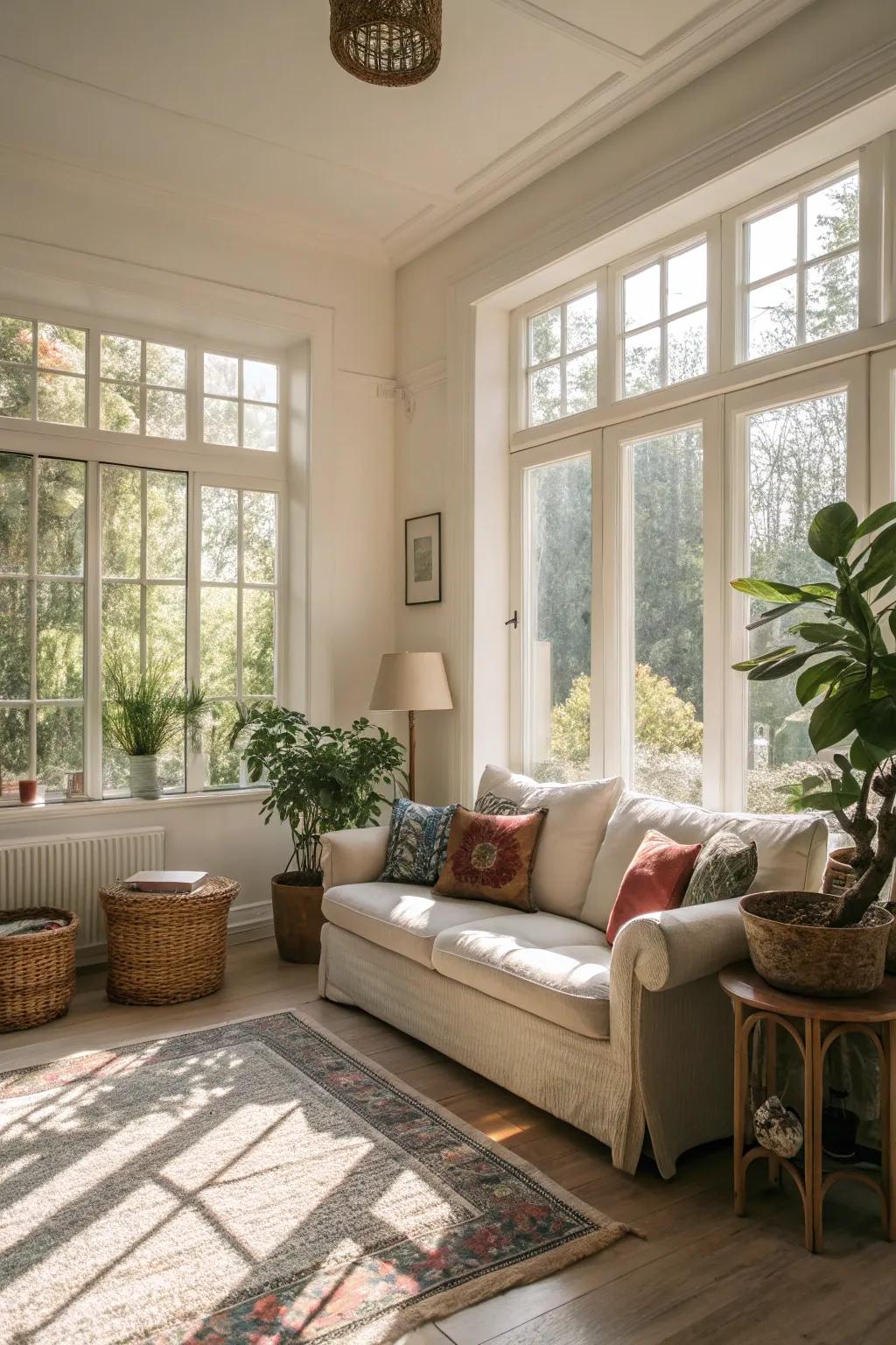 Natural light improves and opens the place.