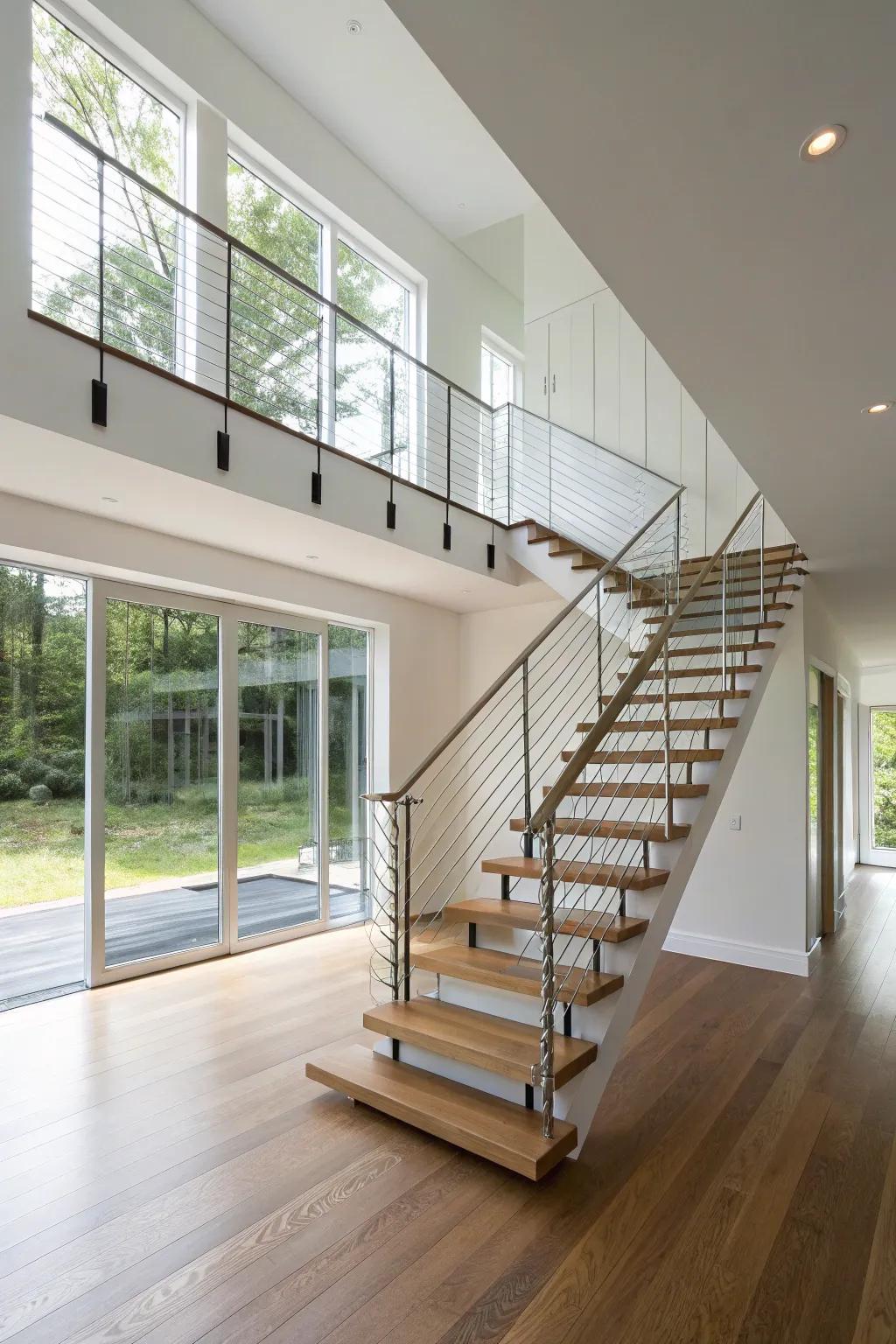 Make it modern with a floating staircase.
