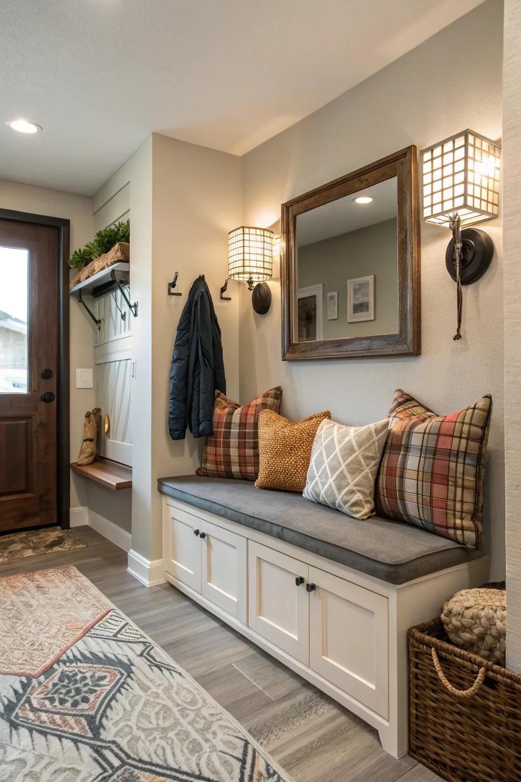 Blend comfort and storage through a versatile bench.