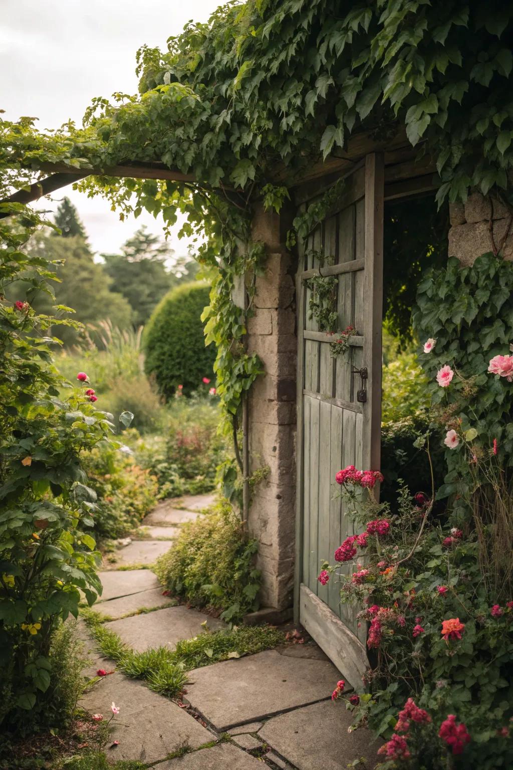 A concealed garden panel that invites inquisitiveness and exploration.