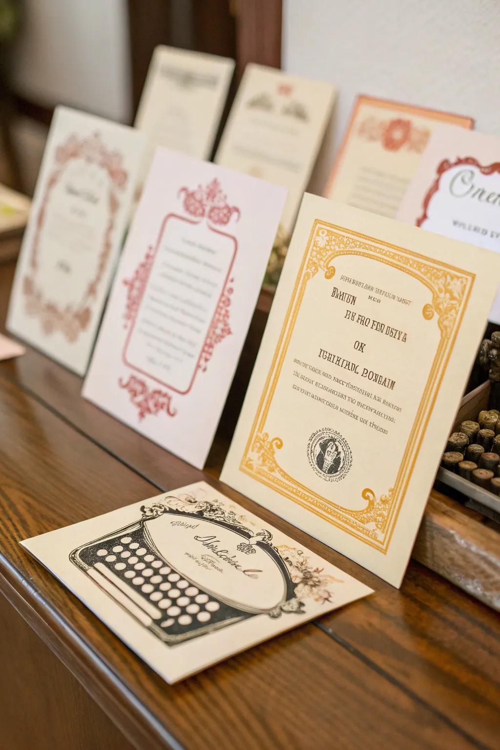 Vintage invitations set the tone for an unforgettable party.