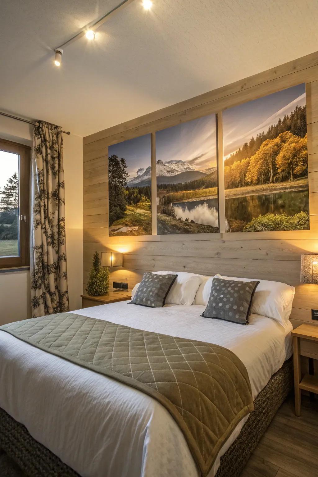 Nature landscapes offer a tranquil escape within your bedroom.