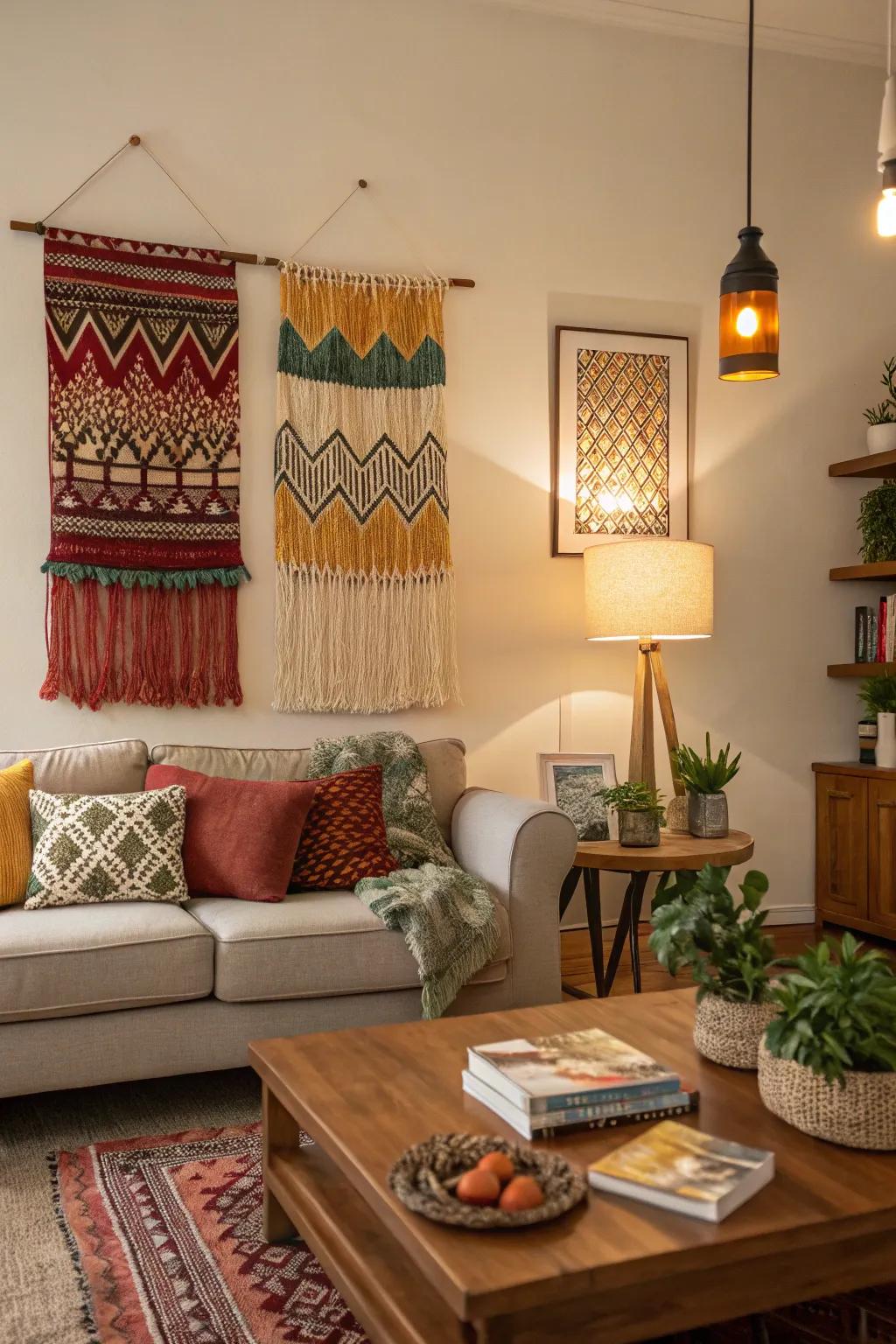 Any space gains a tactile and welcoming addition from wall hangings.