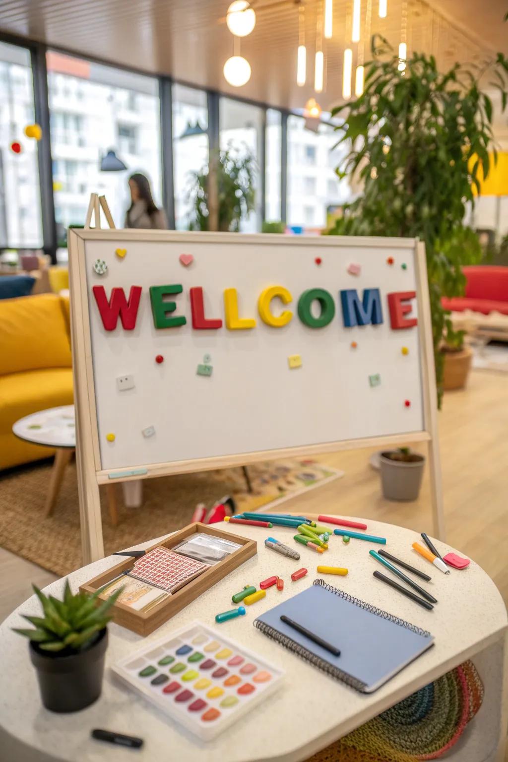 Encourage ingenuity through an interactive magnetic display.