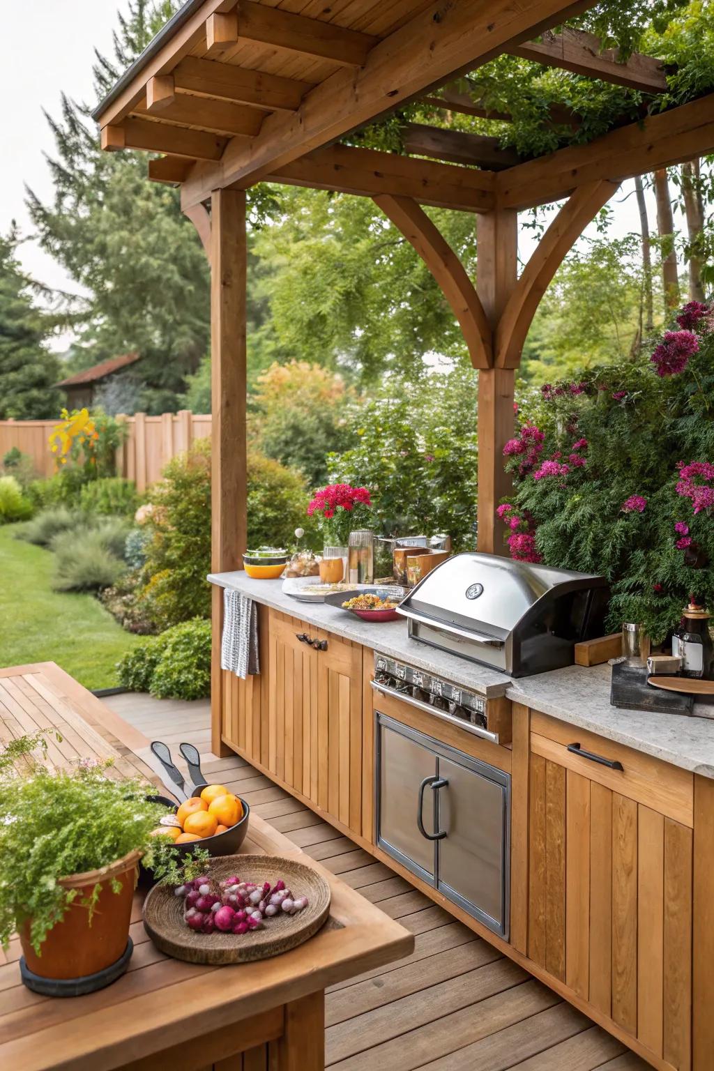 Cook in style using a timber outdoor kitchen.