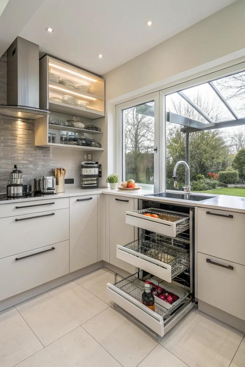 Smart corner storage solutions allow you to fully utilize your space.