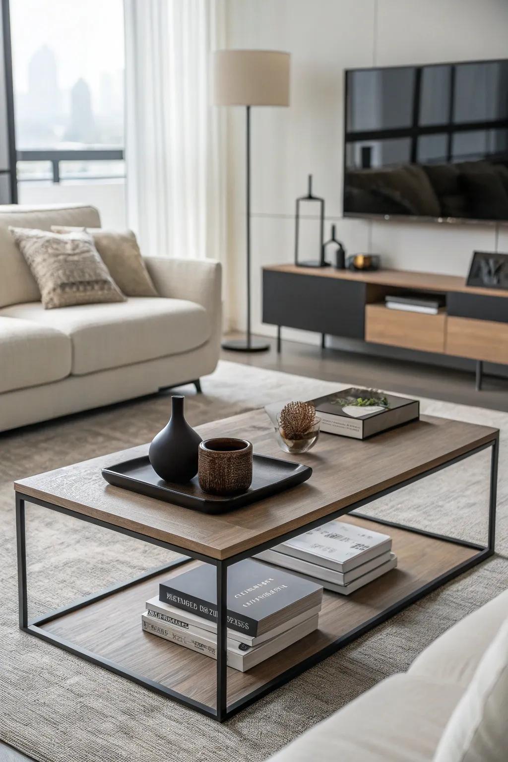 Simplified furnishings maintain open and uncluttered spaces.