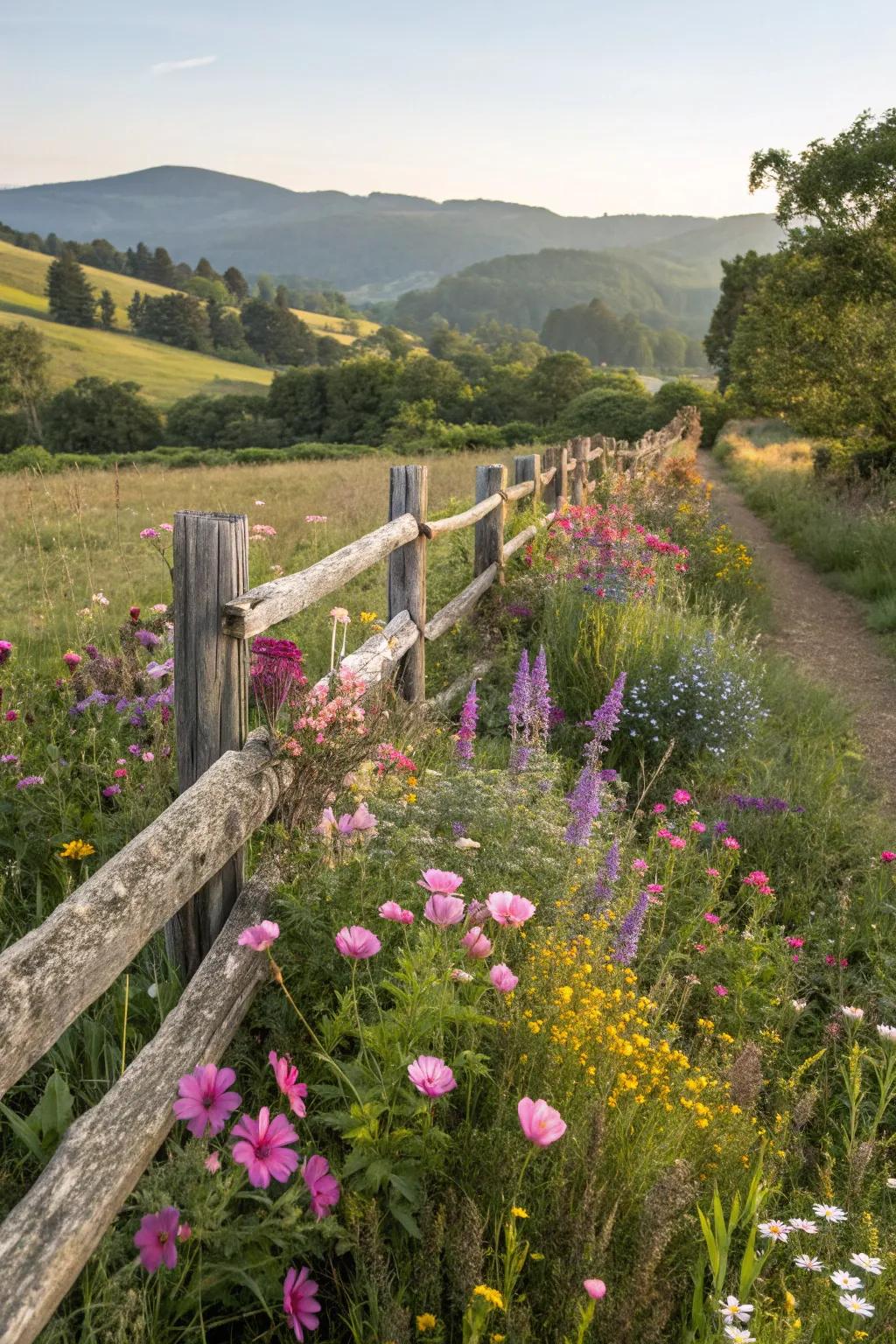 Enjoy the natural charm with a traditional wood rail fence.