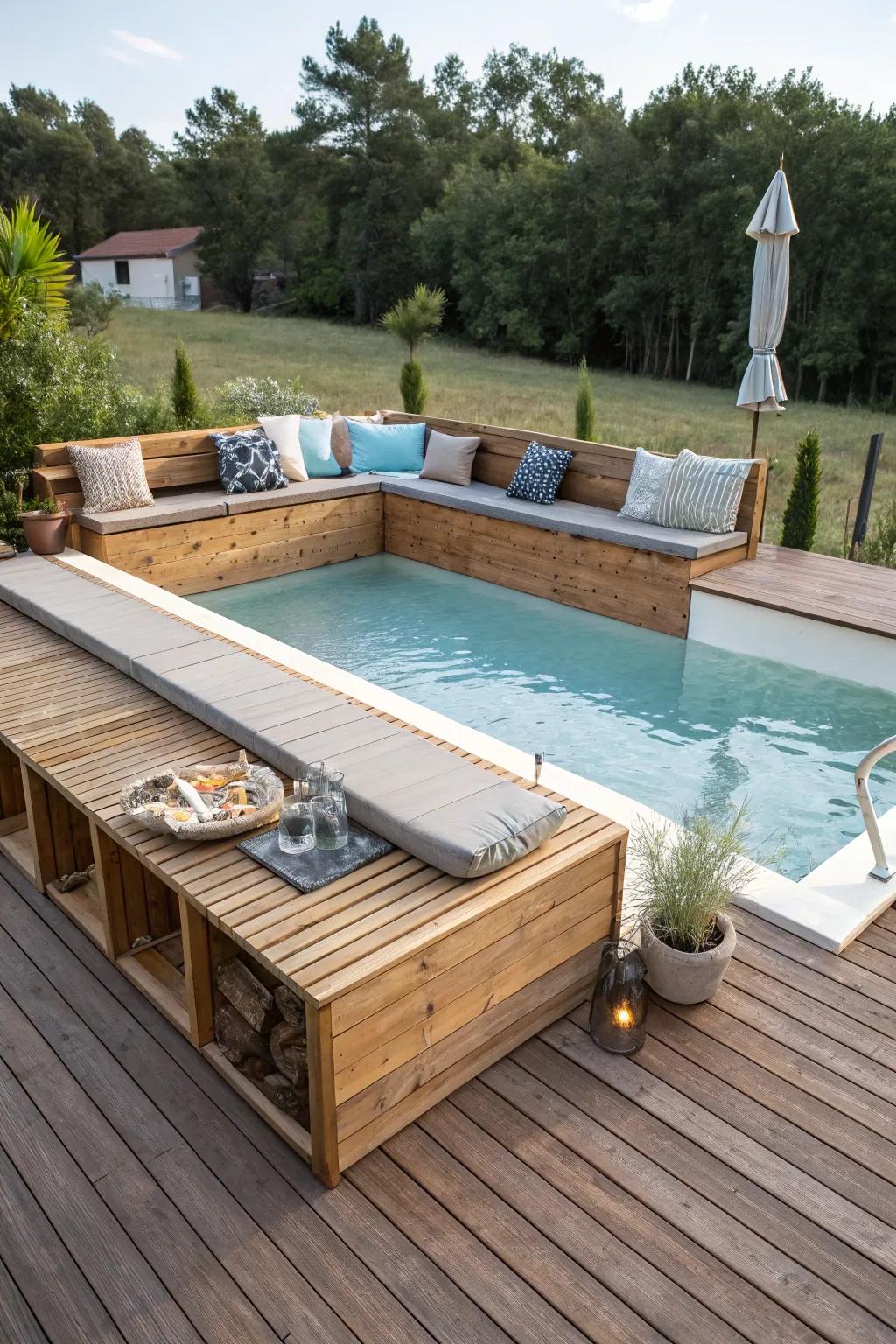 Loosen up and connect with integrated seating on your deck.