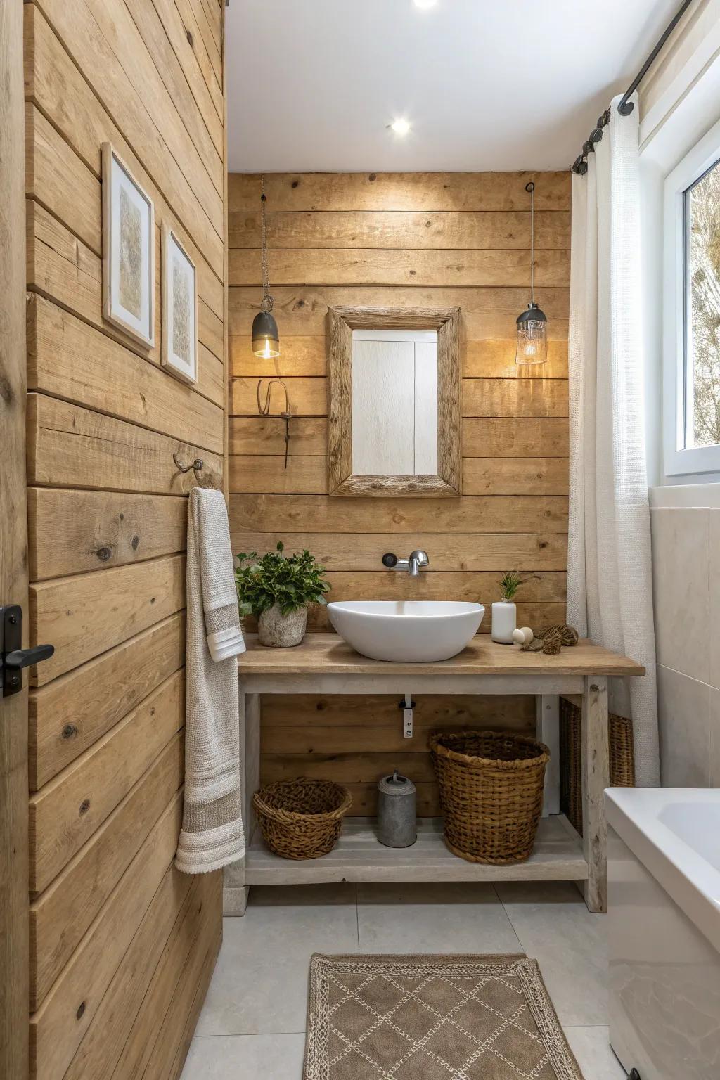 Natural timber panels incorporate warmth and a touch of nature.