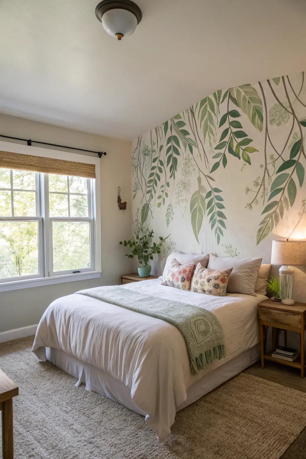 Nature-inspired designs add calmness to the bedroom.