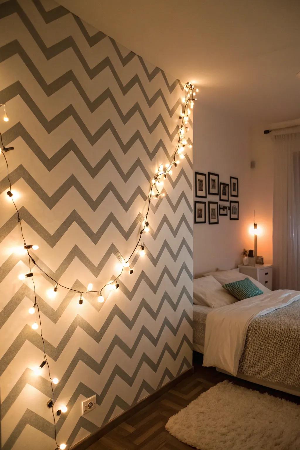 Improve your personal area with a sparkle light feature wall.