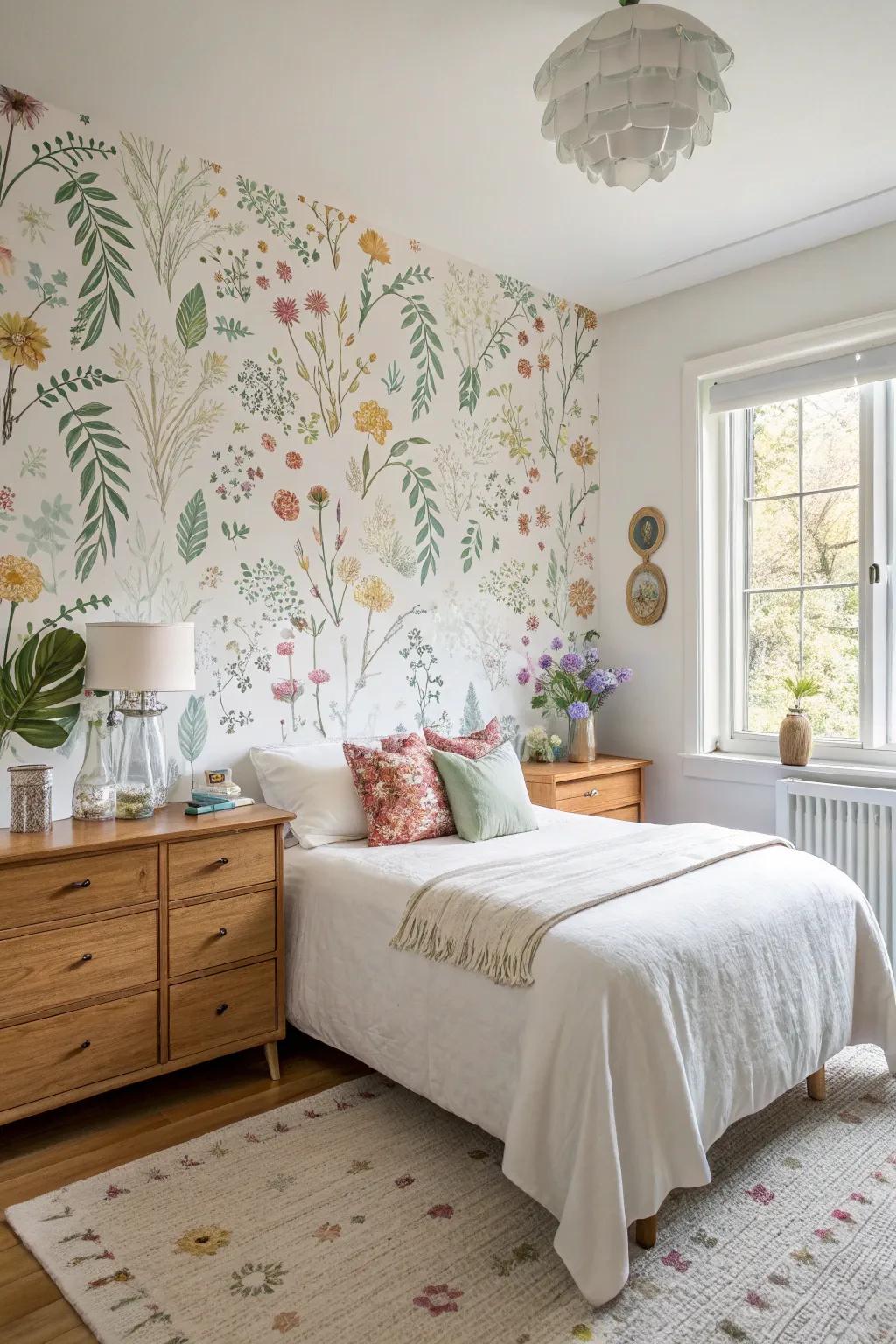 Welcome the freshness of the outdoors with vibrant floral and botanical wallpapers.