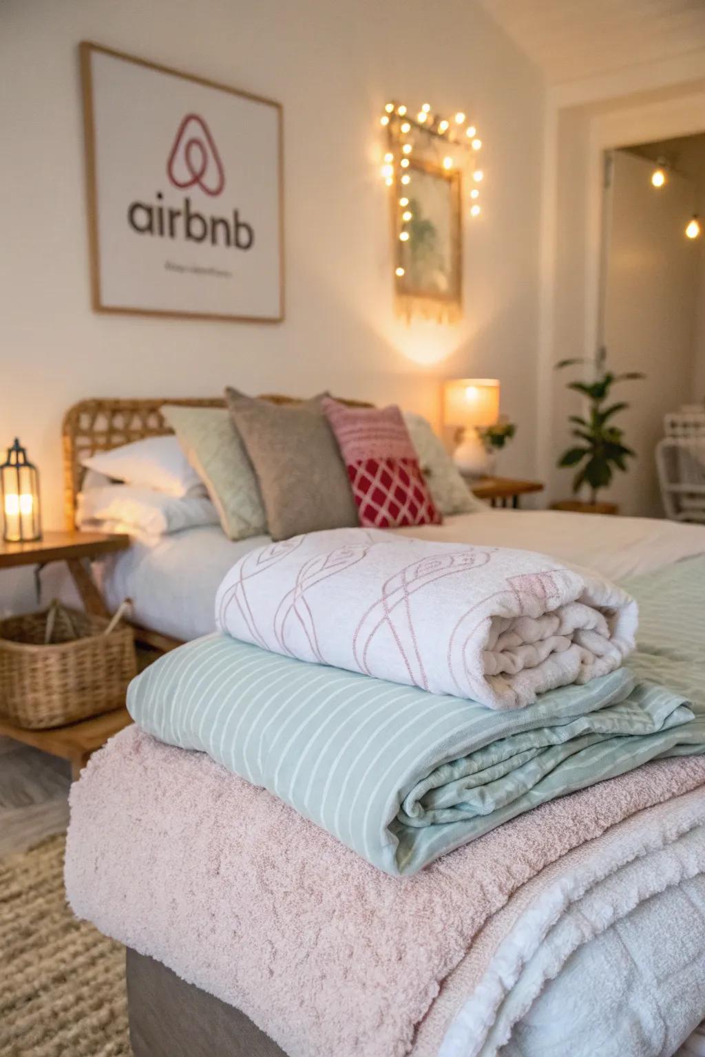 Quality bedding is crucial for a restful night's sleep in an Airbnb.