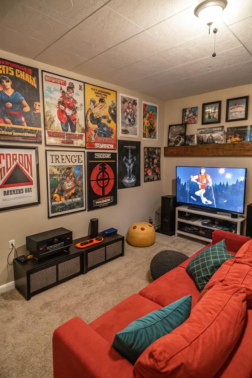 Themed décor can inject a personal flavor into your game room, rendering it uniquely yours.