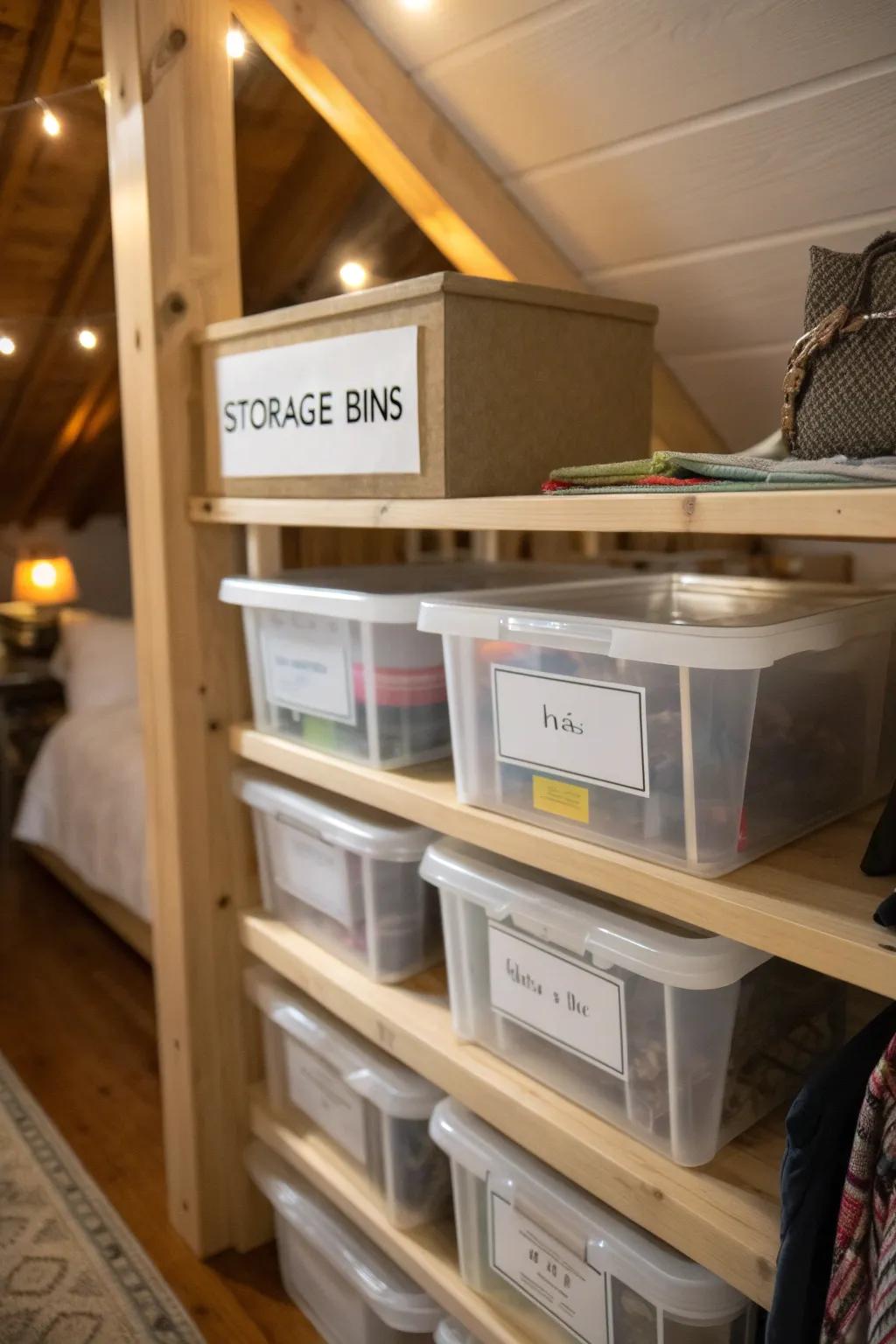 Labels make attic storage easy to use and effective.