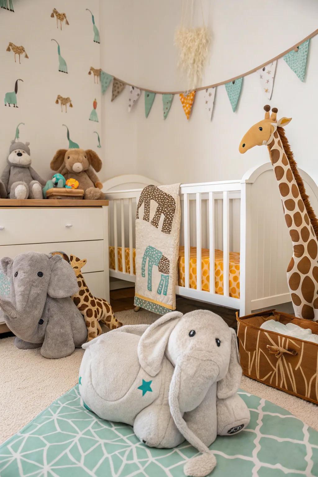 Animal-themed decor infuses joy and coziness into the nursery.