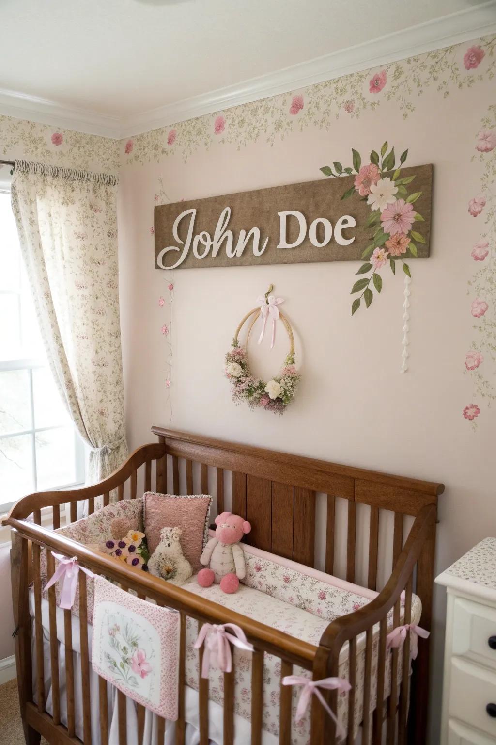 Custom decor adds a unique touch to the nursery.