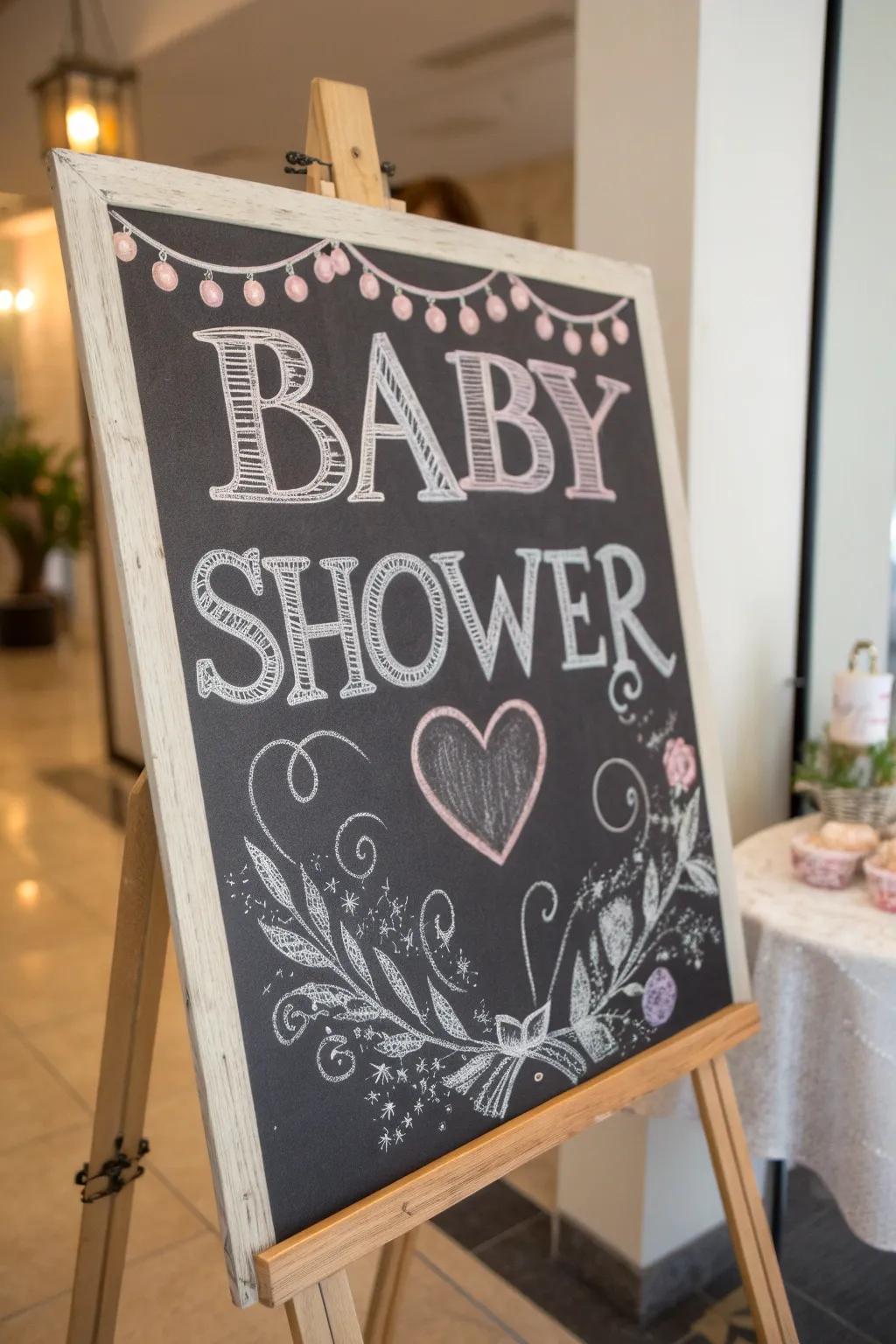 Slate artistry presents a charming and adaptable option for baby showers.