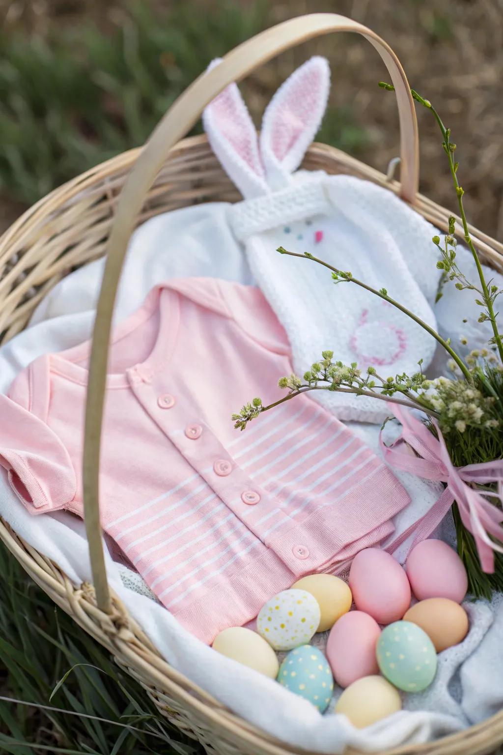 A delightful Easter outfit all set for springtime festivities.