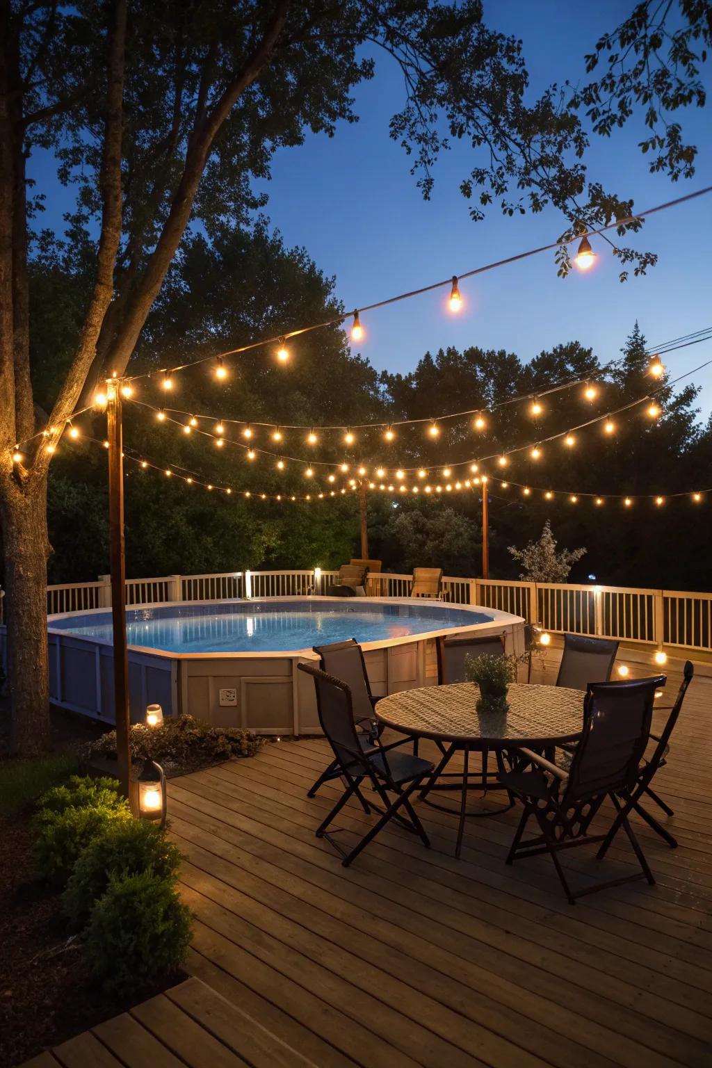 Craft a mesmerizing evening vibe with thoughtfully positioned lighting.