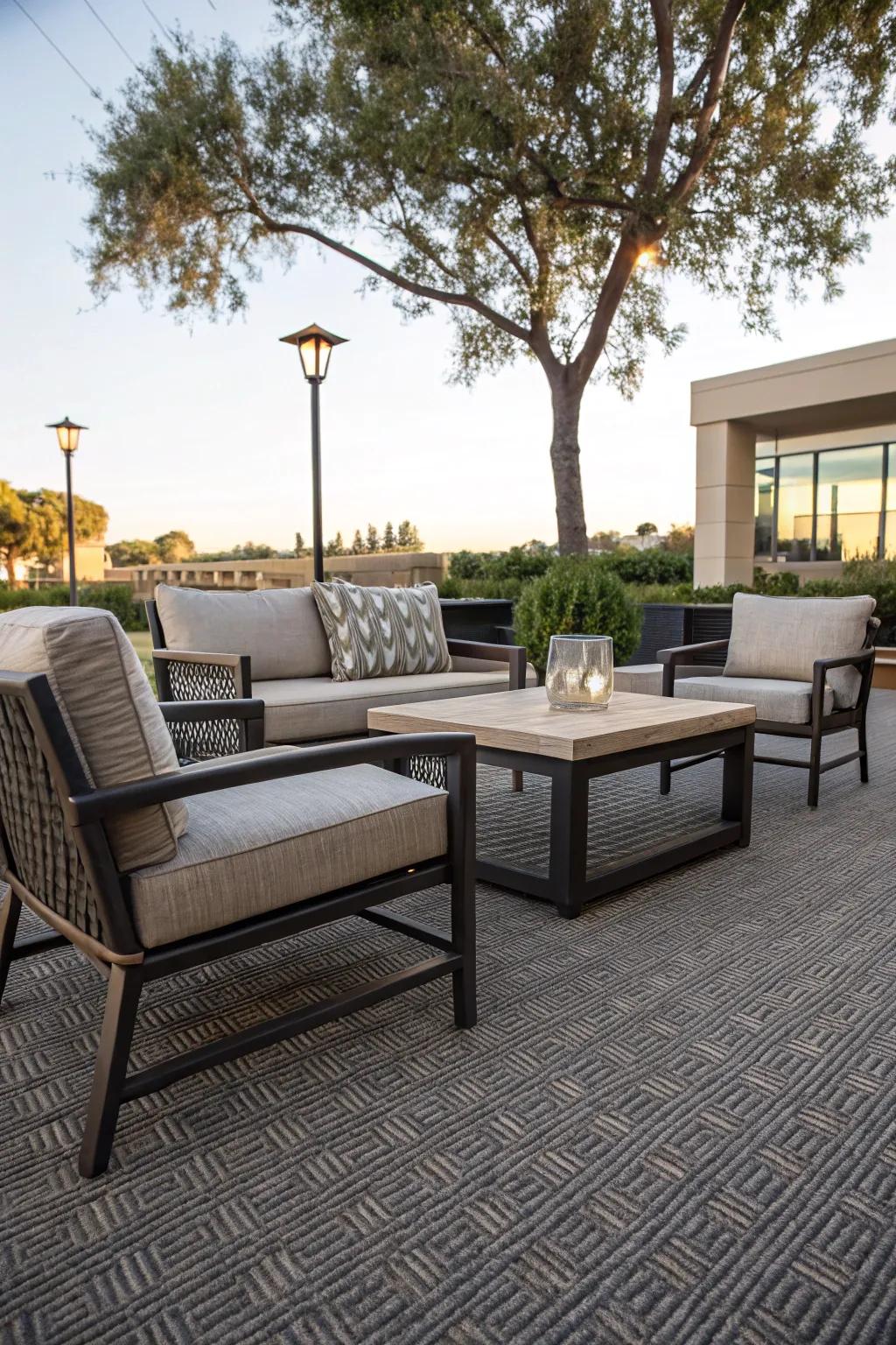 Exterior rugs add comfort and flair to your open-air space.