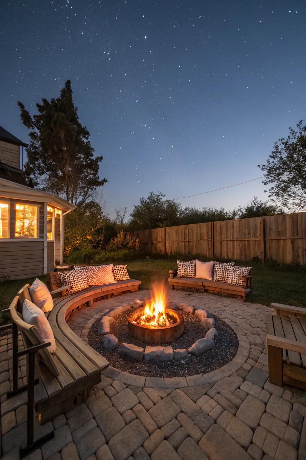 A hearth center delivers a flawless spot for warm, memorable nights.