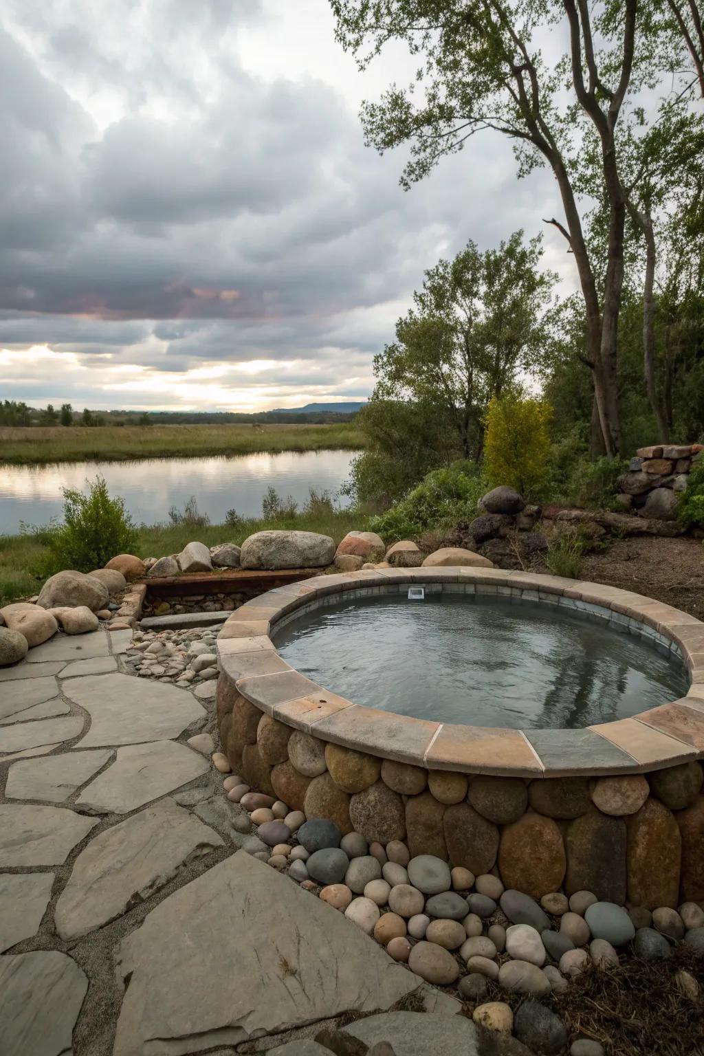 Native stone accents establish a consistent connection with the surrounding environment.