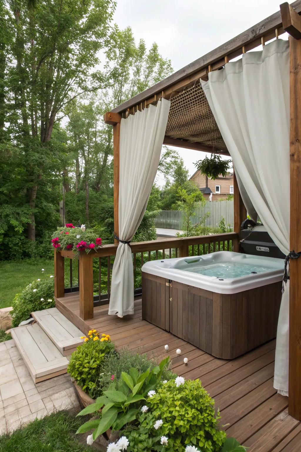 Open-air drapes add a touch of elegance while ensuring your privacy.