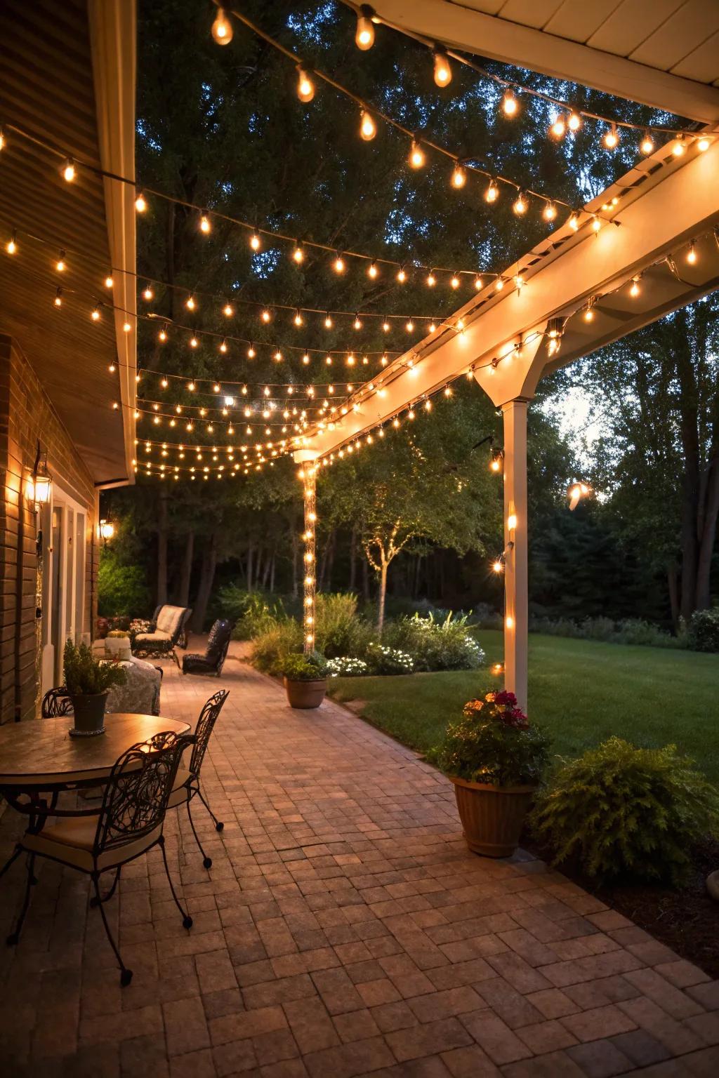 Adorn your outdoor evenings with the inviting glow of hanging lights.