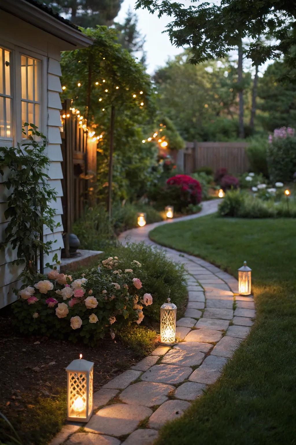 Pathway lighting enhances the charm and safety of your backyard.