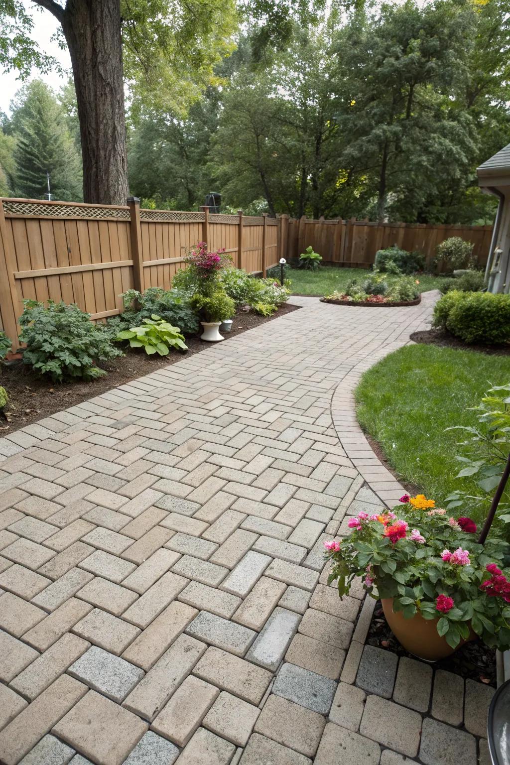 Geometric paver designs bring style and sophistication to any patio.