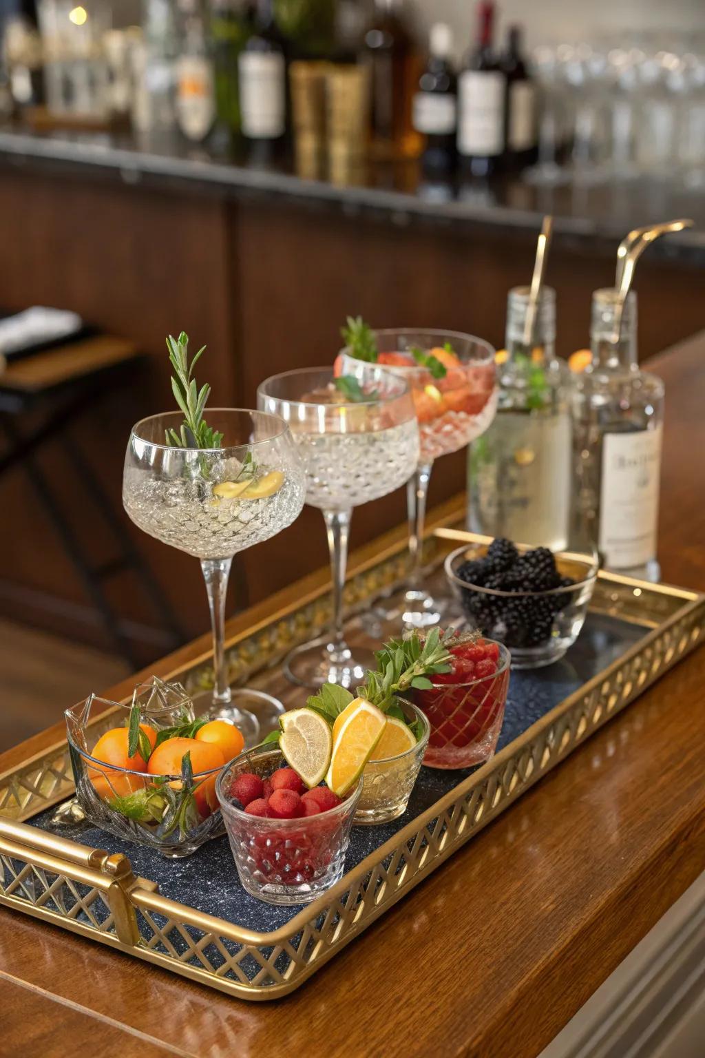 Elegant trays ensure your bar remains both stylish and orderly.