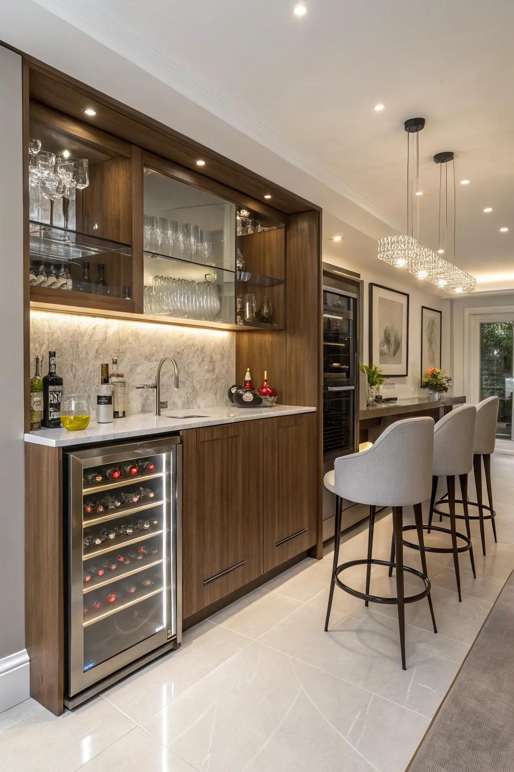 A wine fridge keeps your collection ready to serve.