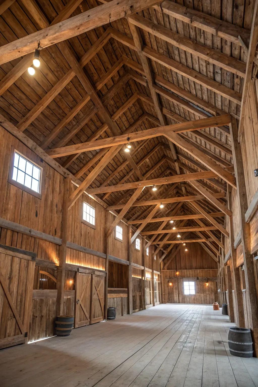 Exposed wood supports bringing a country feel to the inside.
