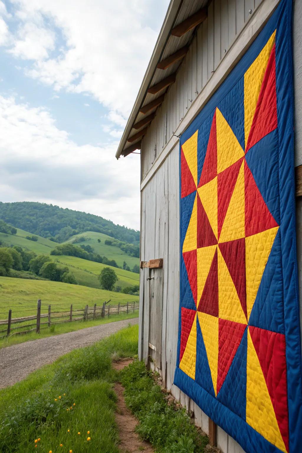 Radiant color block barn quilt.