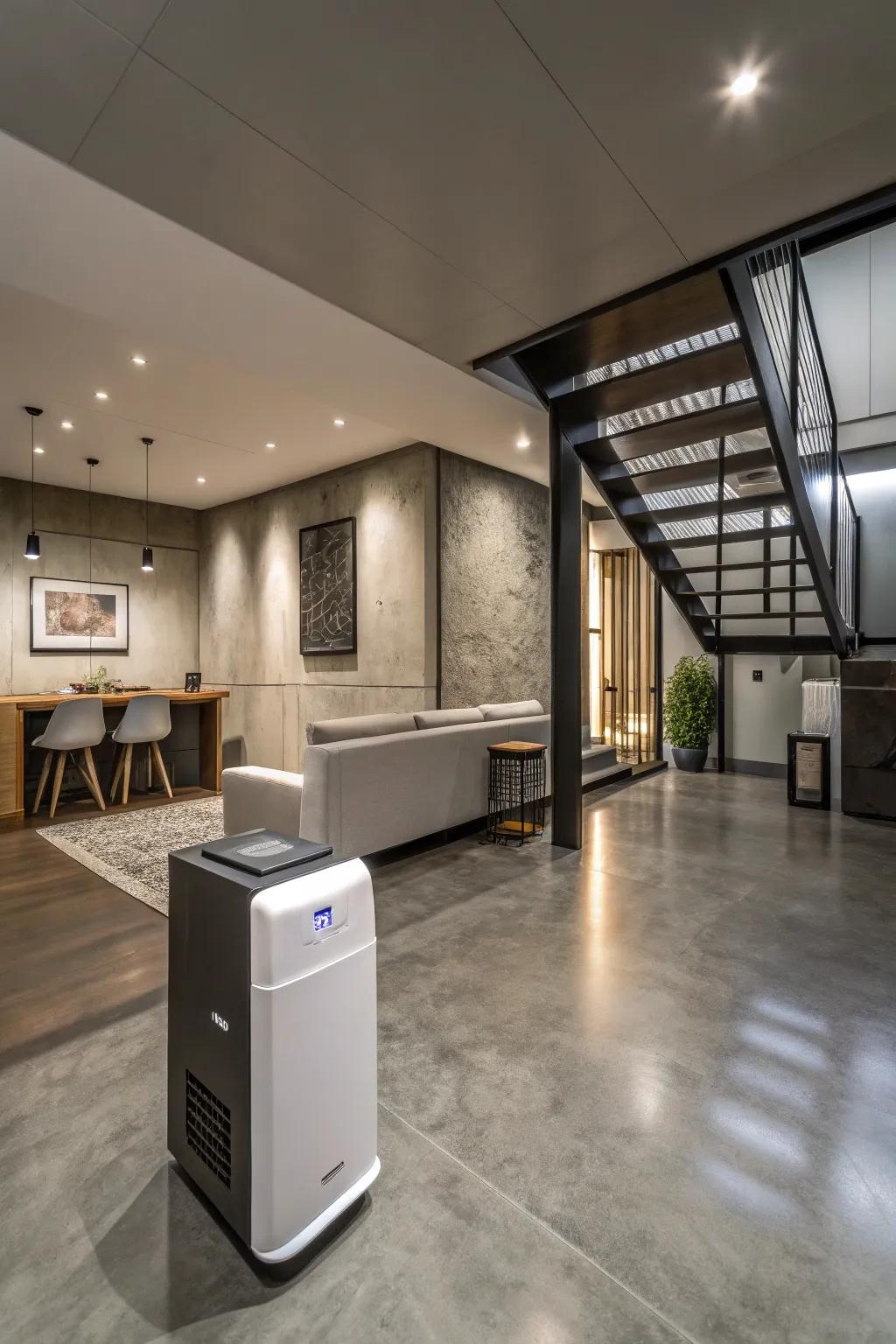 A humidifier helps keep a comfortable moisture level in your basement.