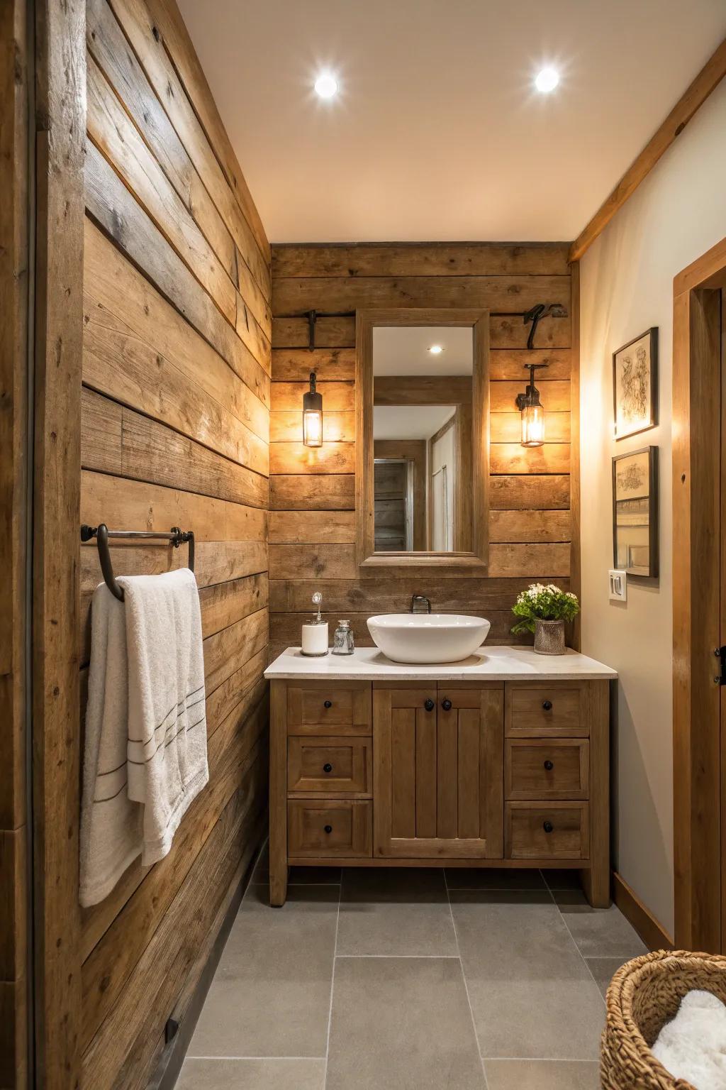 Wood panels add a touch of rustic charm and warmth.