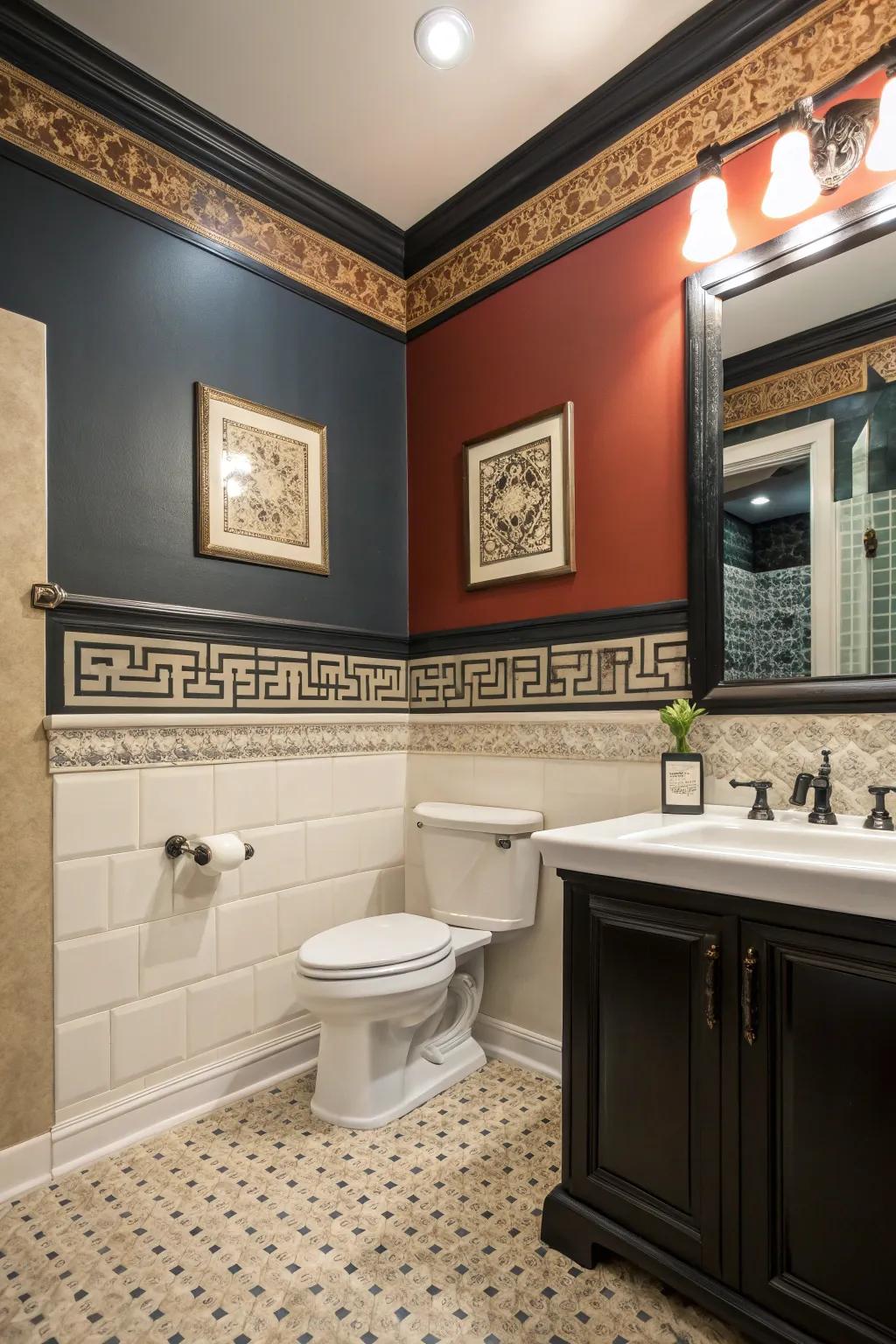 Two-tone contrast adds a touch of artistry to your bathroom.