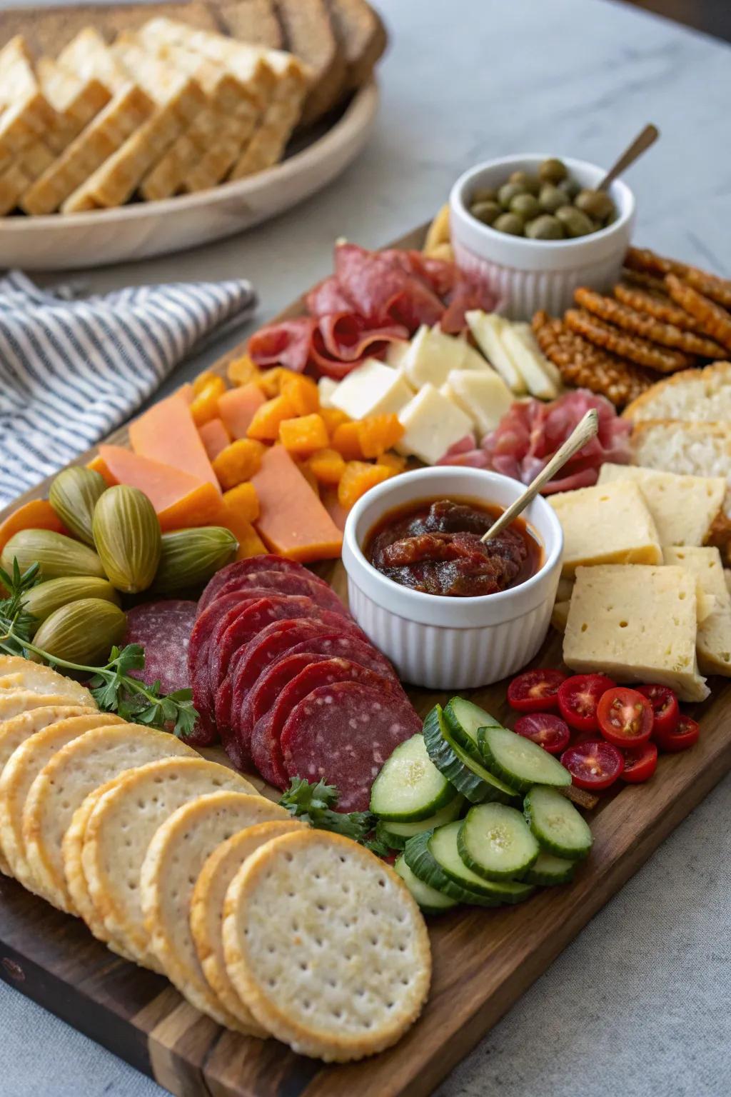 A delightful assortment of breads and crackers for every taste