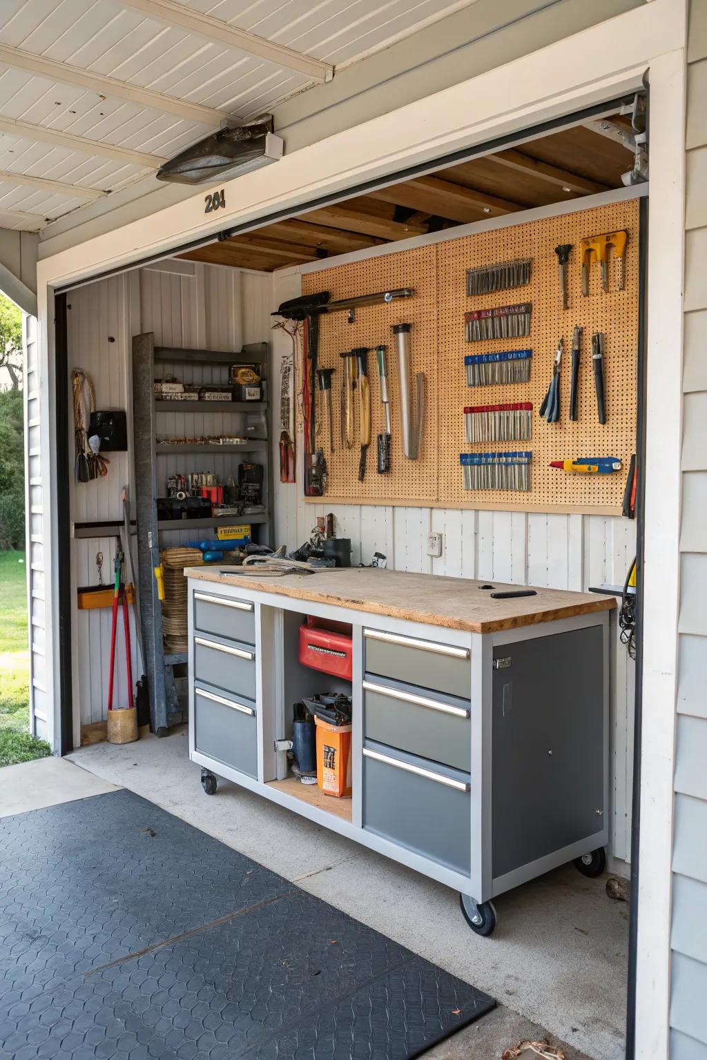 A flexible workshop area that's ideal for oceanside hobbies.