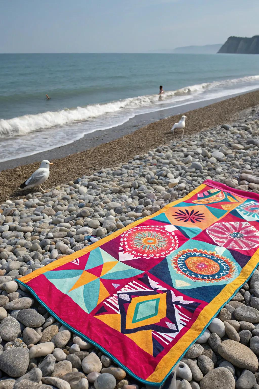 Make a statement with striking geometric pattern towels.