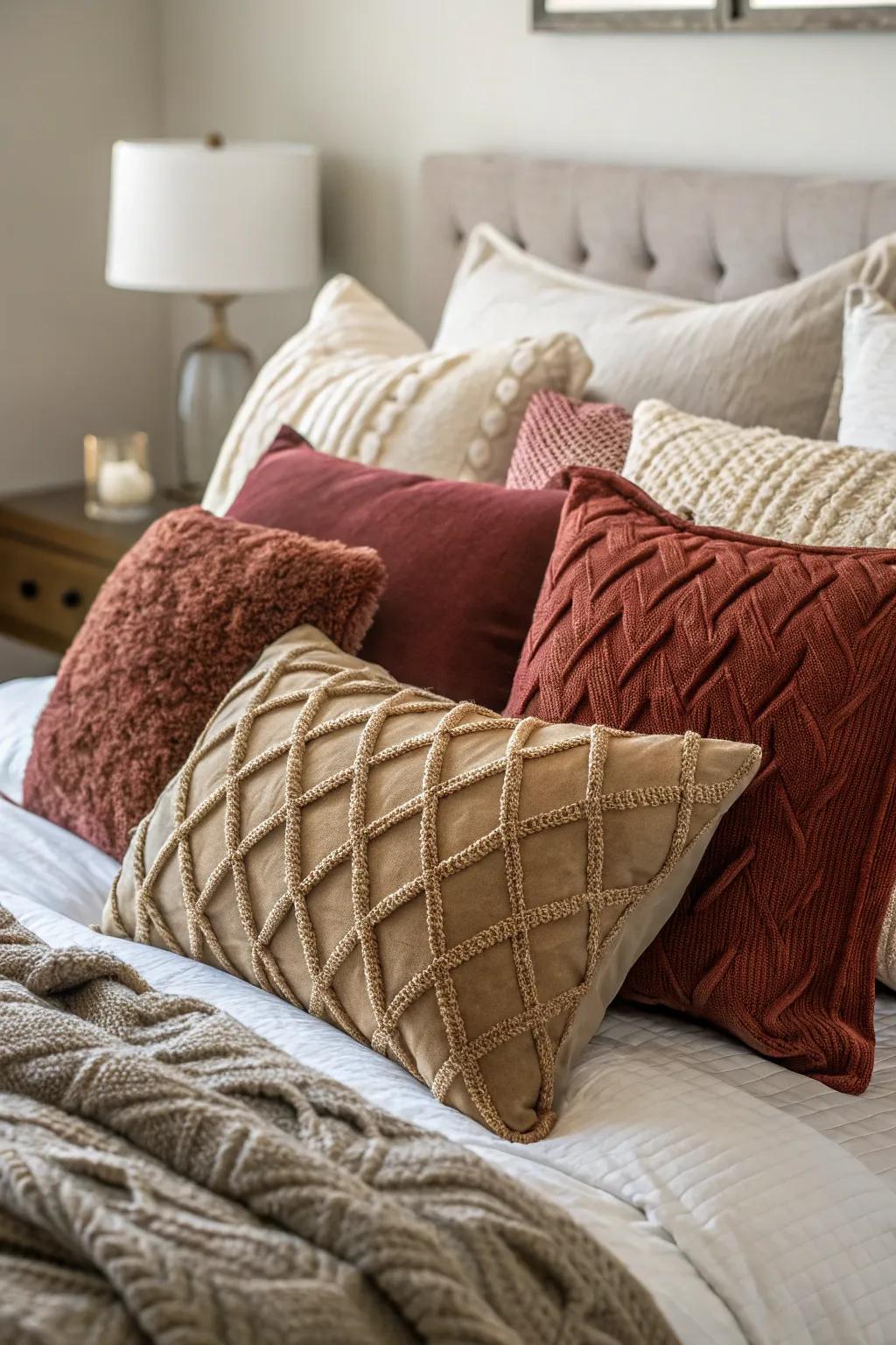 Textures can transform your cushion arrangement into a sensory experience.