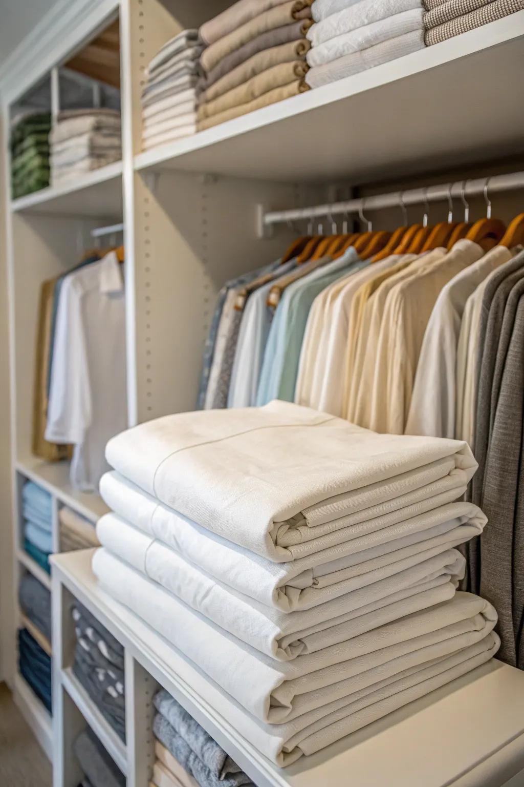 Tightly folded sheets create an aura of order and refinement.