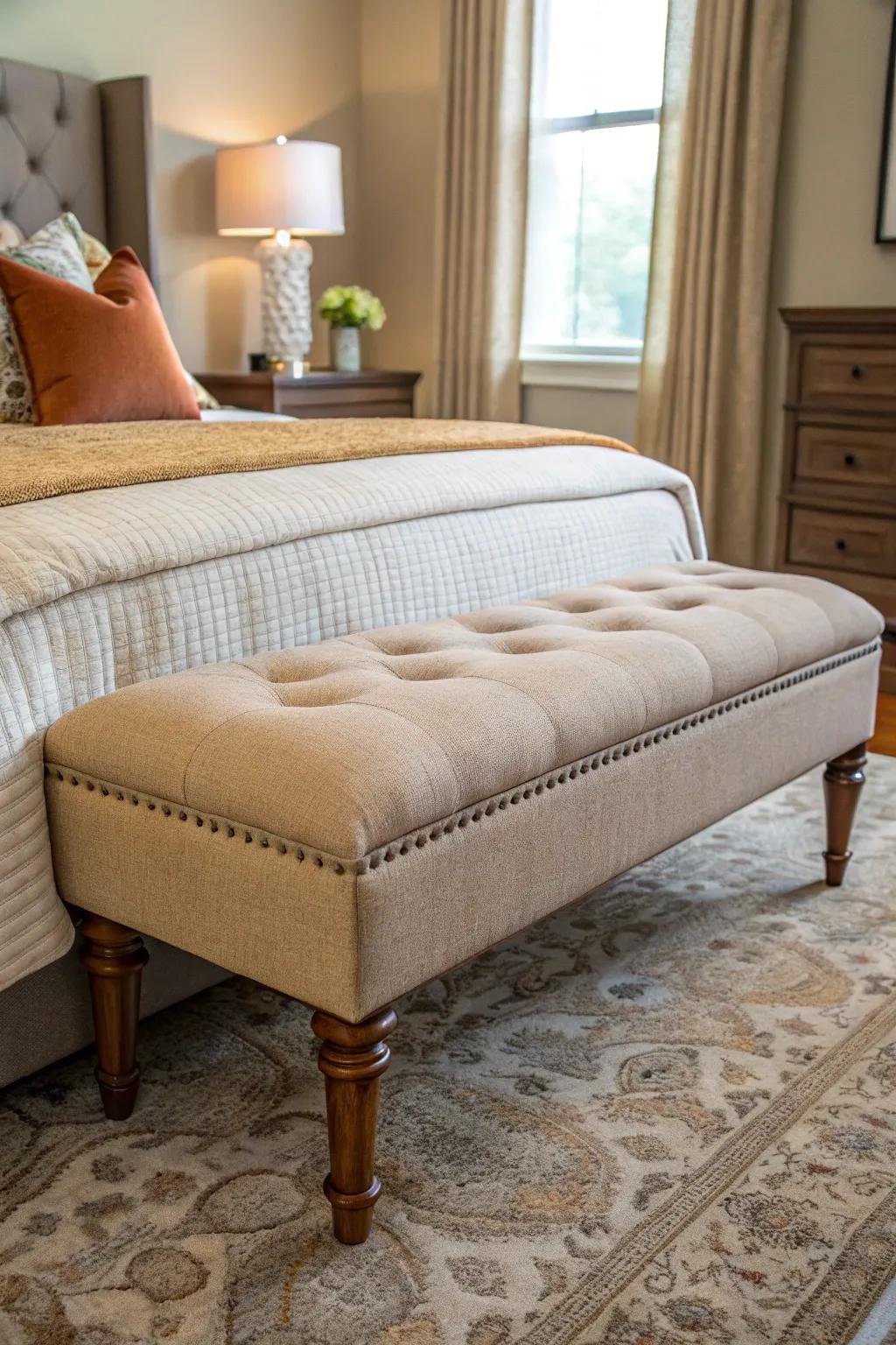 Padded benches add comfort and luxury to your space.