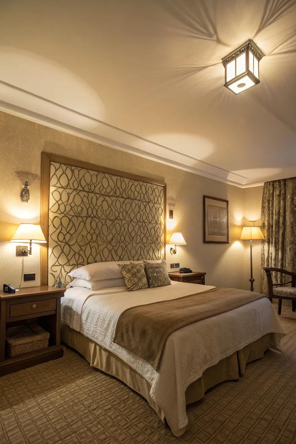 Ambient lighting conjures a perfectly amorous mood.