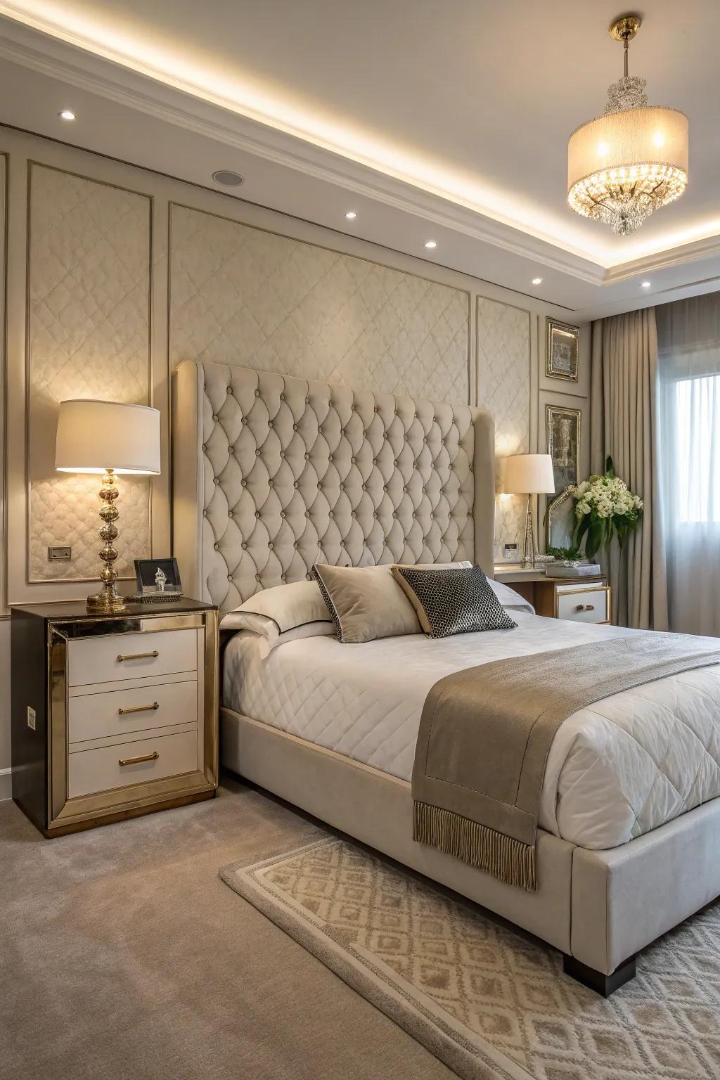 Stylish furniture adds sophistication to this chic bedroom.