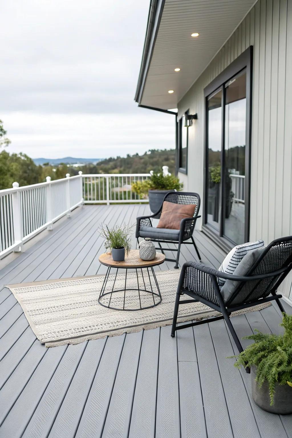Soft gray decks bring a stylish and modern vibe to your outdoor area.