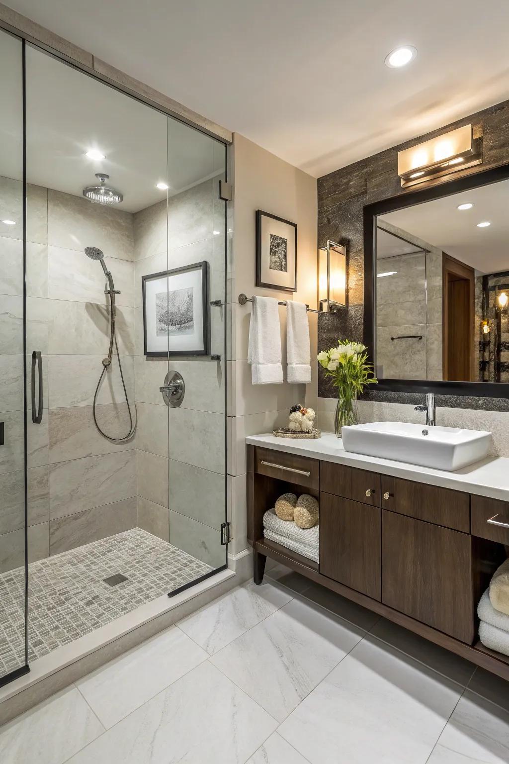 Porcelain tiles introduce a luxurious element to any bathroom.